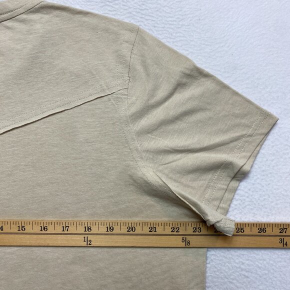 Rae Mode Shirt Womens L Tan Short Sleeve Destroyed Top - Picture 9 of 11